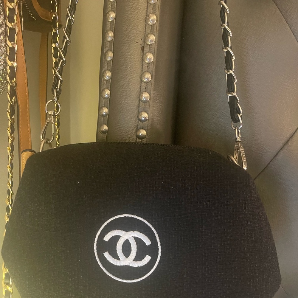 Chanel Black Bag with Silver Chain Accent